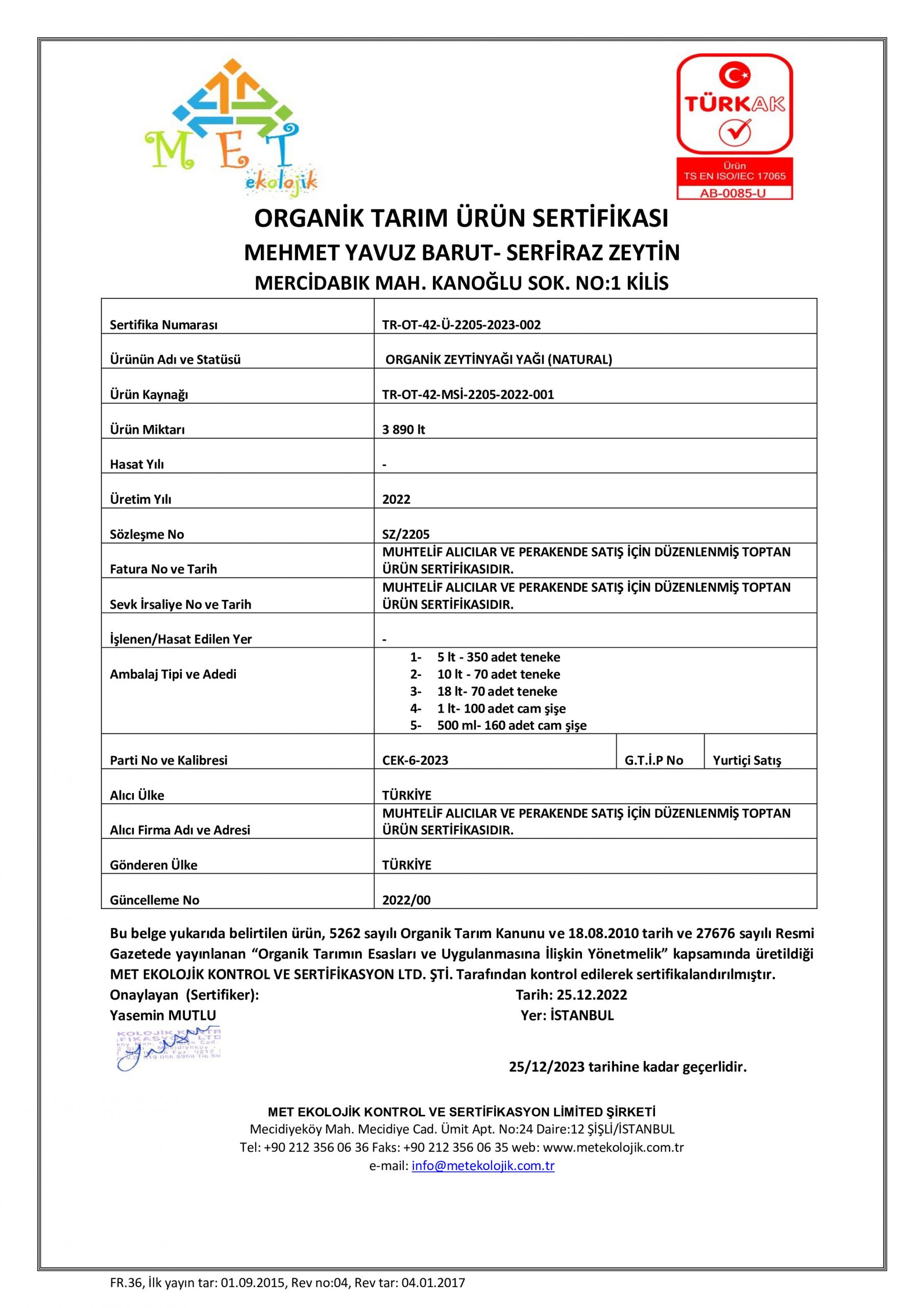 organikurunsertifikası